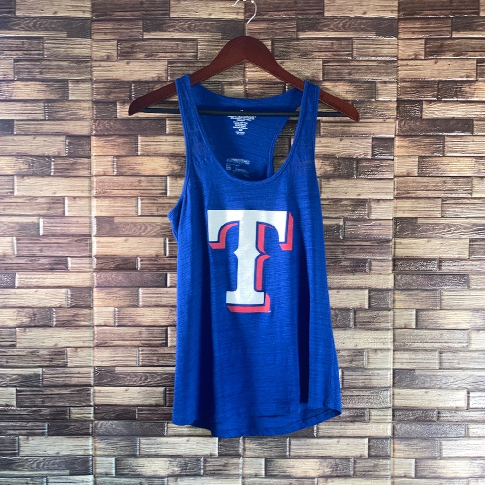 EUC Soft As A Grape Medium TEXAS RANGERS WOMENS BLUE MULTI COUNT TANK TOP